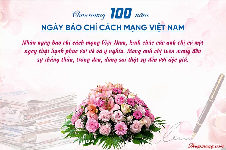 Tạo thiệp kỷ niệm 100 năm ngày Báo chí Việt Nam đẹp