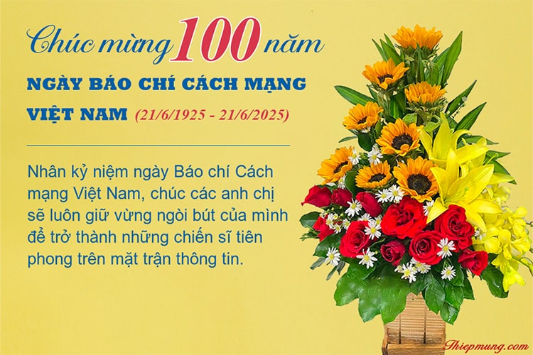Thiệp chúc mừng 21/6 chúc mừng 100 năm ngày Báo chí cách mạng VN