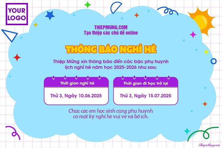 Tạo thông báo nghỉ hè dành cho trường học trực tuyến