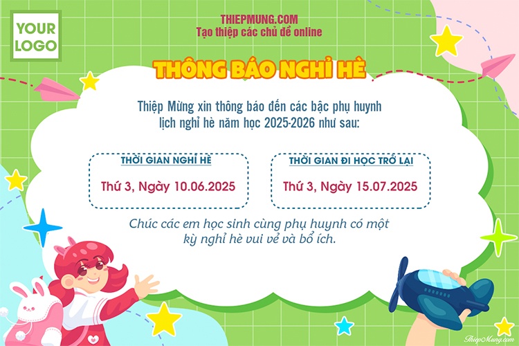 Tao thông báo nghỉ hè dành cho trường học và cơ sở giáo dục online