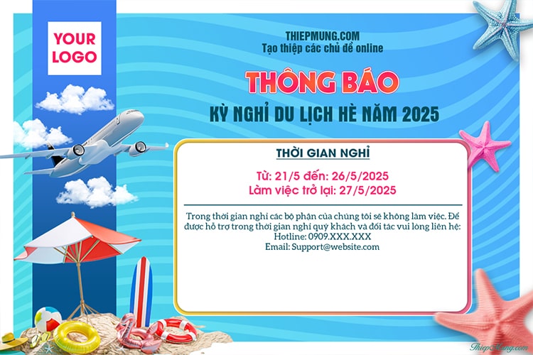 Mẫu banner thông báo nghỉ du lịch hè cho doanh nghiệp online