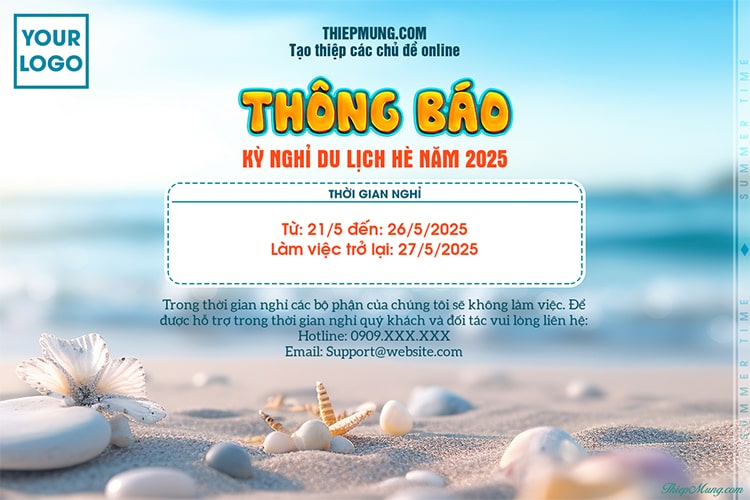 Tạo banner thông báo nghỉ du lịch hè cho doanh nghiệp trực tuyến