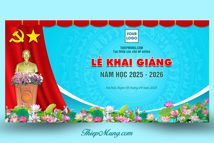 Tạo Backdrop lễ khai giảng năm học mới trang trọng và chuyên nghiệp