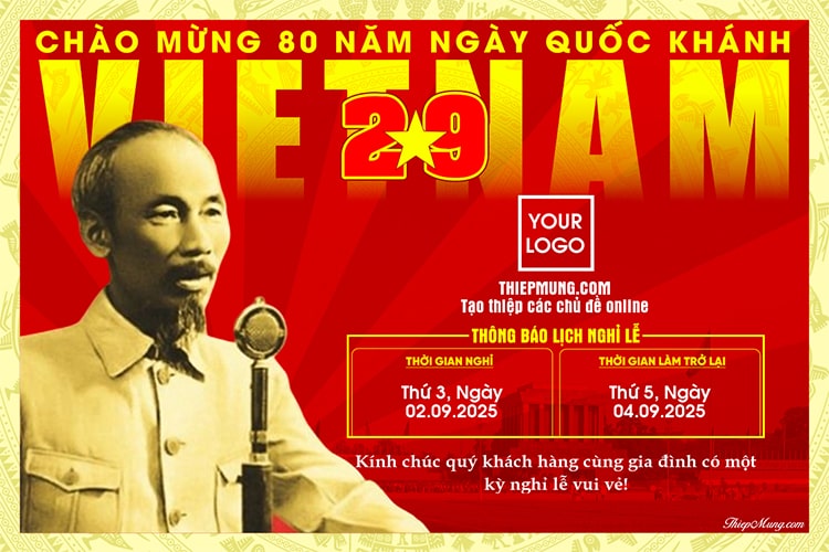 Mẫu thông báo nghỉ lễ Quốc Khánh 2/9 trang trọng và ý nghĩa