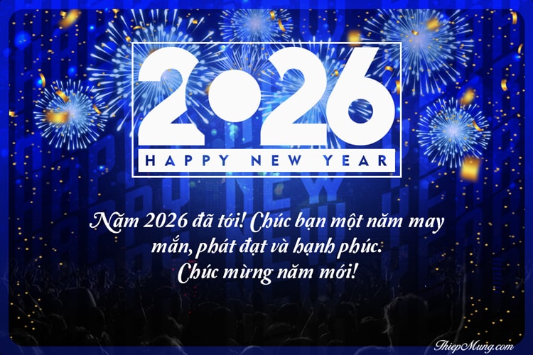 Thiệp pháo hoa chúc mừng năm mới 2026