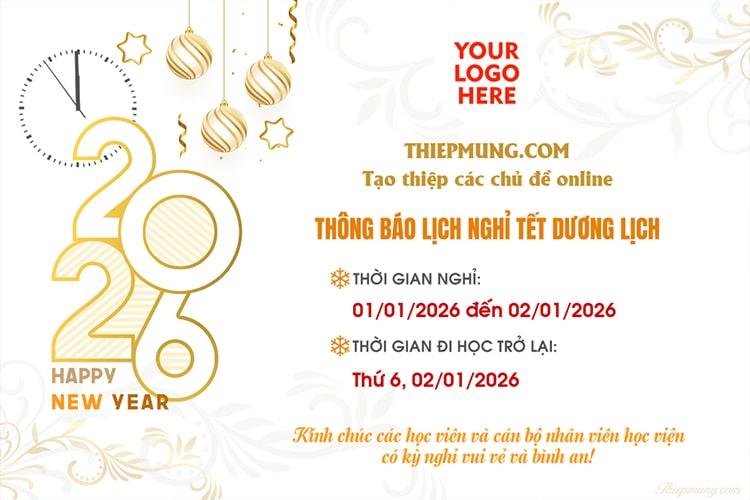 Tạo thông báo nghỉ Tết cho các Trường học, trung tâm đào tạo giáo dục