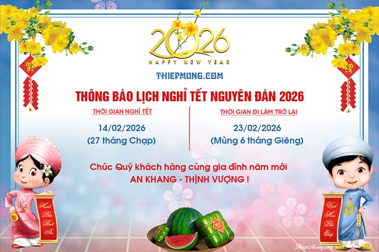 Mẫu banner thông báo nghỉ Tết cho học sinh, người đi làm mới nhất 2026