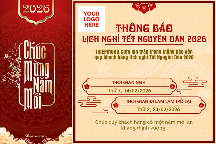 Mẫu thông báo lịch nghỉ Tết cho doanh nghiệp và trung tâm giáo dục chuyên nghiệp