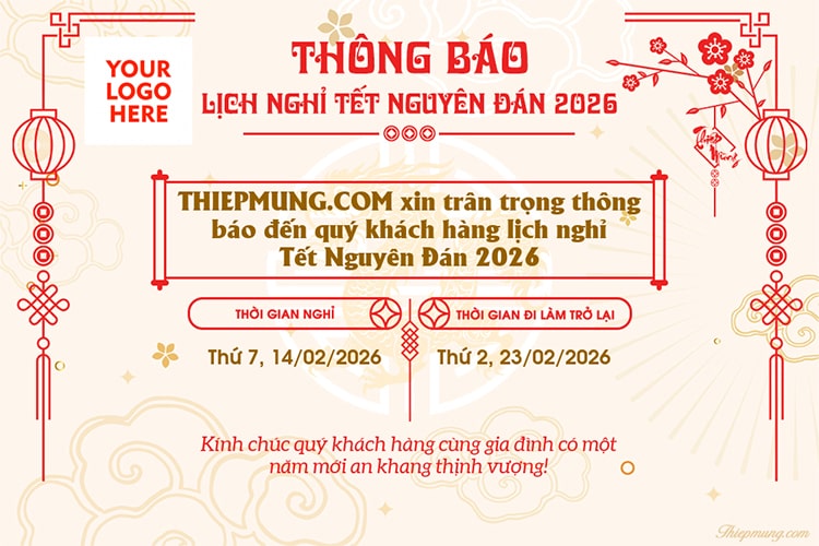 Tạo thông báo nghỉ Tết Nguyên Đán 2026 cho doanh nghiệp và cơ sở giáo dục