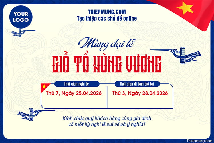 Tạo thông báo nghỉ mừng đại lễ Giỗ Tổ Hùng Vương có logo